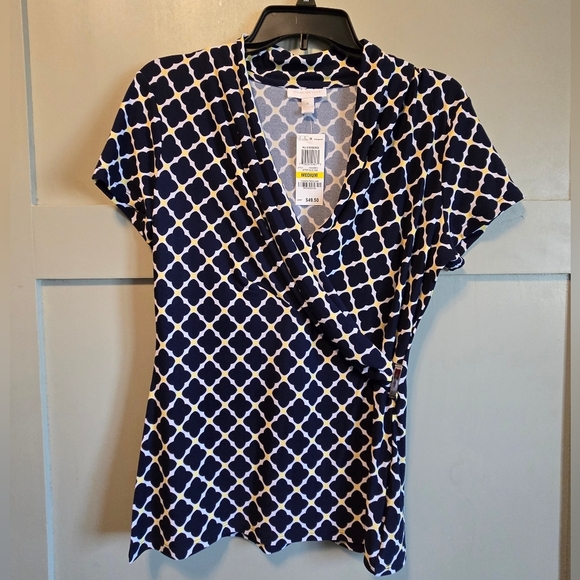 Charter Club Printed Blouse Top Womens Short Sleeve, New - Picture 3 of 11